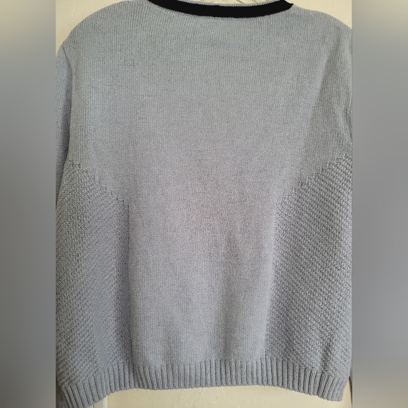 St John Sport Santana Wool Blend Cardigan Size Medium Contrast Trim Blue - Picture 8 of 14